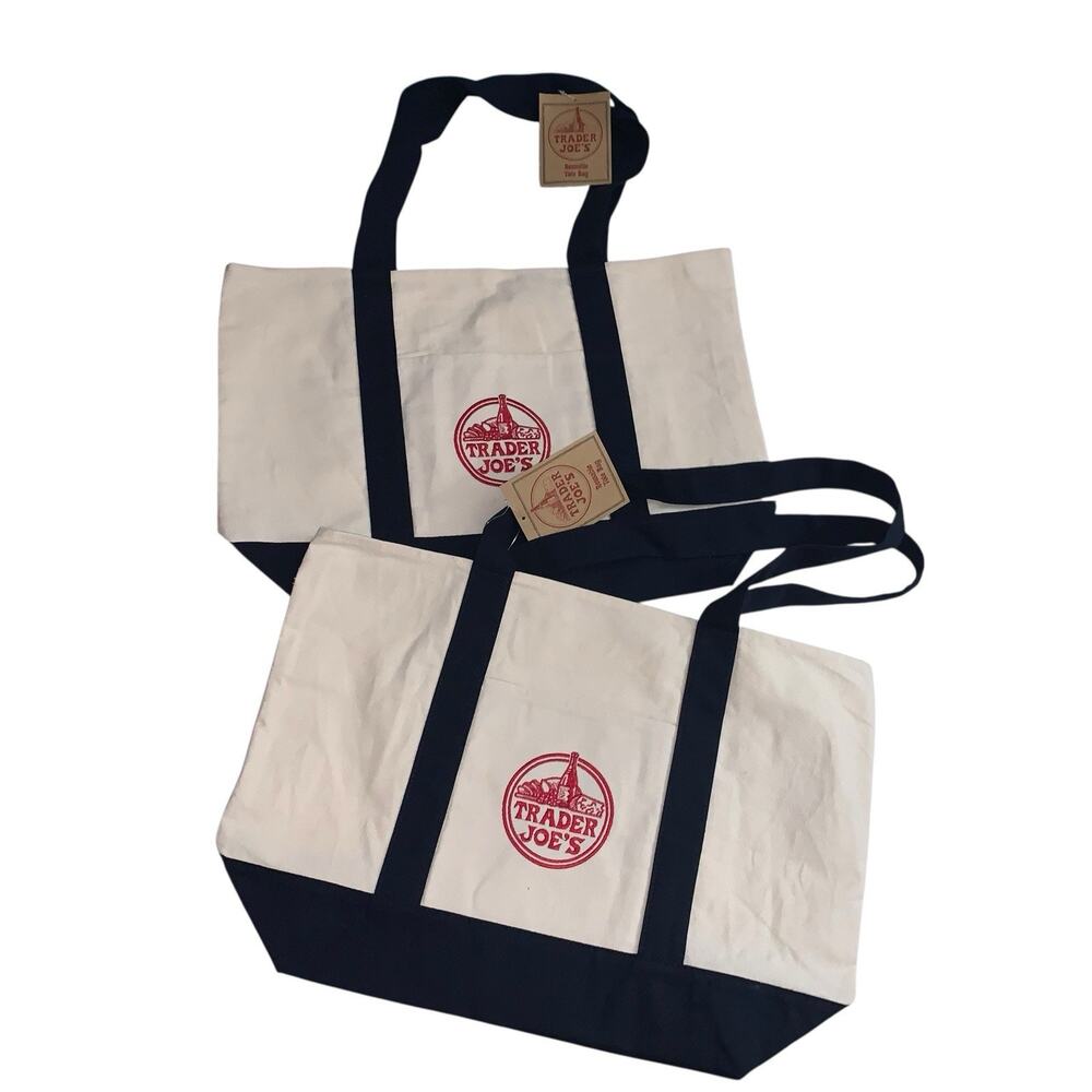 Original Trader Joe's Limited classic Large Canvas Tote Bag , Navy 2